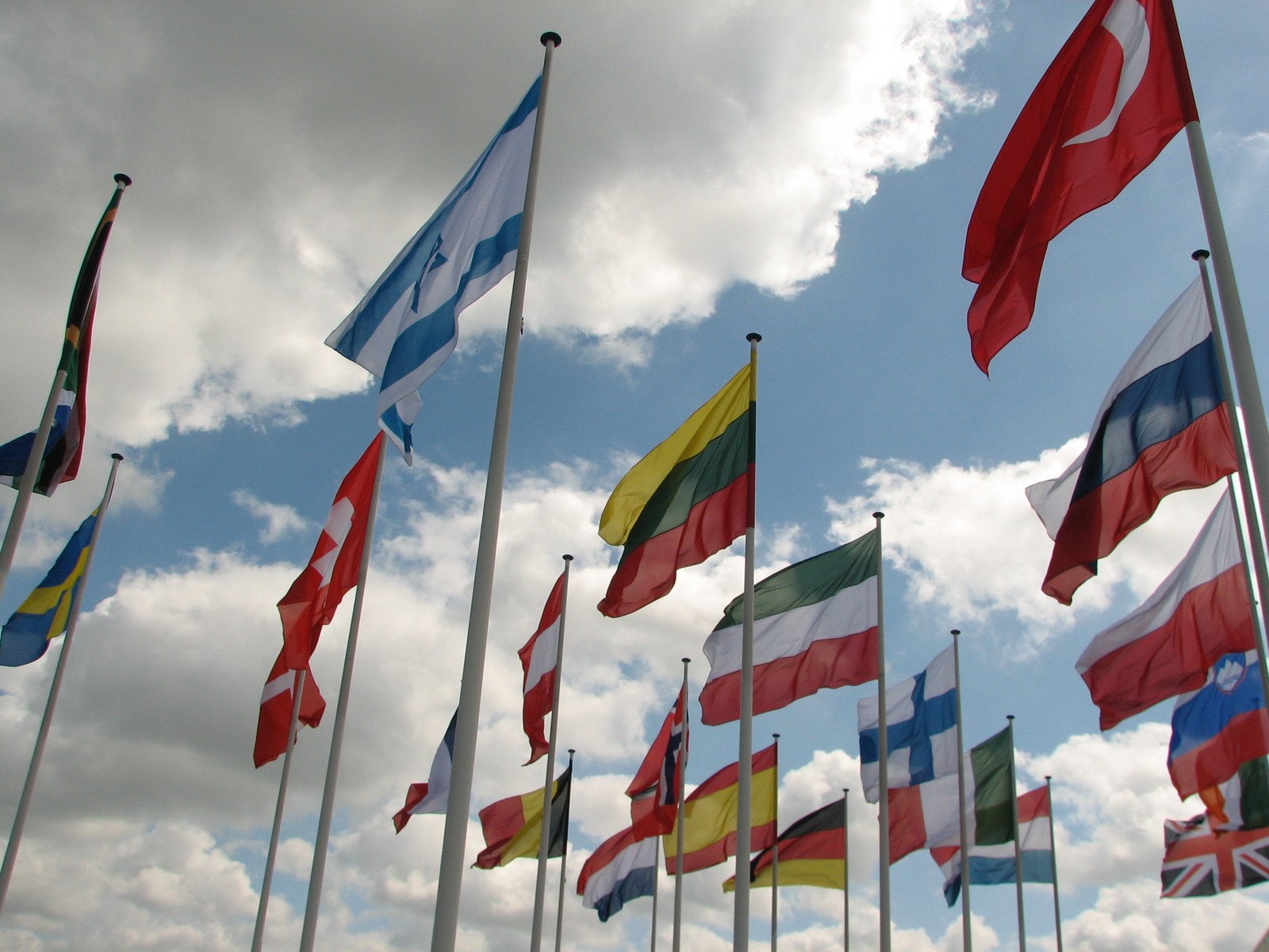 World flags in the sky